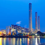 coal power station and night blue sky